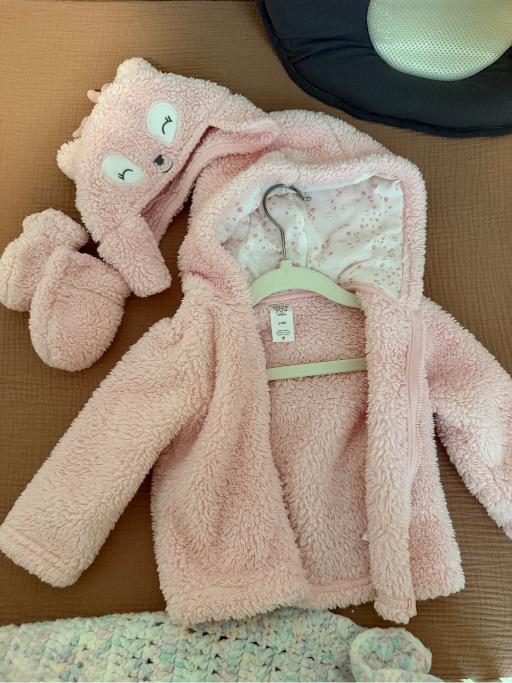 Carters Pink Fuzzy Hooded 6-9M | Just One You By Carters